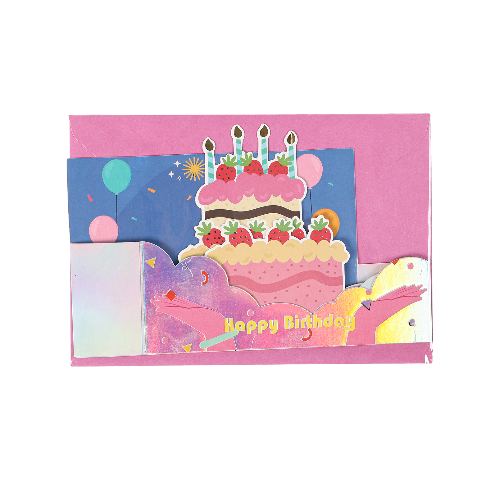 Strawberry cake birthday card BA020